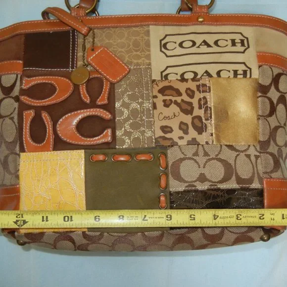 Coach Leather Gallery Purse Shoulder Bag Signature Brown Logo Hangtag Lined - Picture 10 of 14